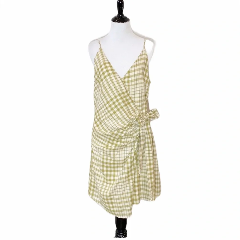 Free People Nodia Gingham Wrap Dress Size 10 - Picture 2 of 9